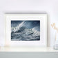 Seascape print 'Wind Whipped' by artist Naomi Jenkin Art in a white frame