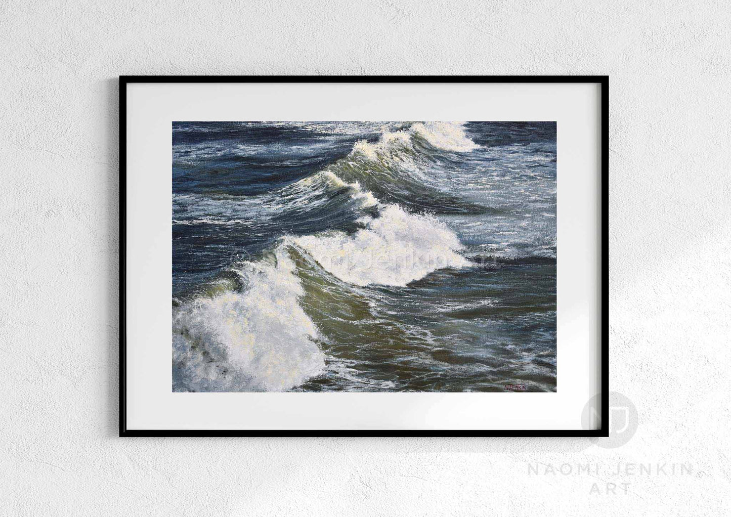 Framed seascape print 'Winter Swell' by Naomi Jenkin Art