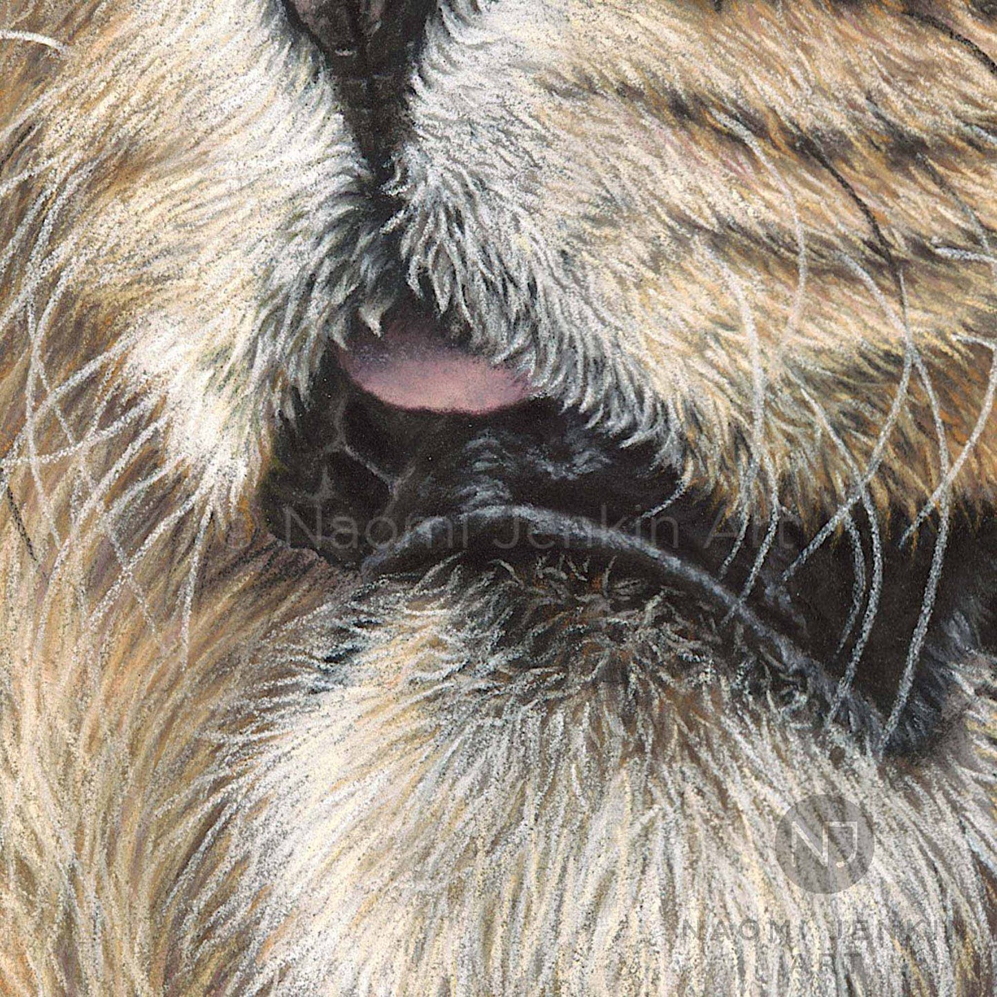 Original lion painting close up from the artwork 'Watchful Eyes' by Naomi Jenkin